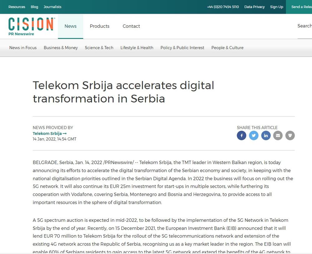 Telekom Srbija, vest