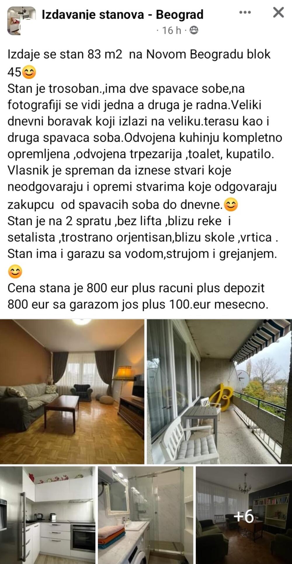 stan, kirija, stanodavac, Novi Beograd